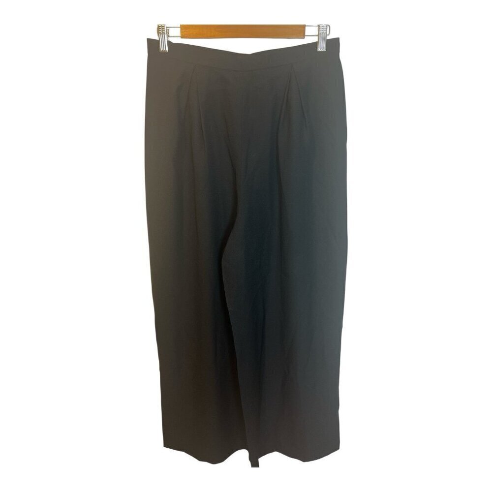 Adrianna Papell Vintage Evening Black Palazzo Wide Leg Pants Size 12 Back Zipper
